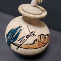 Southwestern Pottery Oil Lamp, Handpainted Signed Zodin, Native Sand Clay Art image 2
