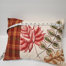 Decorative Pillow with Embroidered Fall Leaves, Autumn Plaid, 15" Rectangular image 4