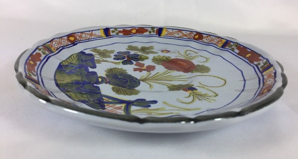 Garofano Imola Blue Carnation AMM Pottery Italian Scalloped Edge Saucer