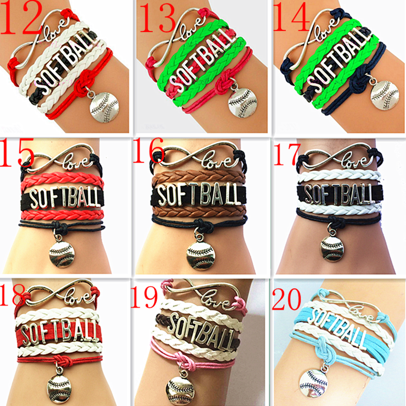 bracelet for Softball team player fans Softball charm bracelet in bulk