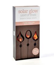 Flame Design Solar Garden Stakes Metal Black Orange Set of 3 - 36" High Fire image 3