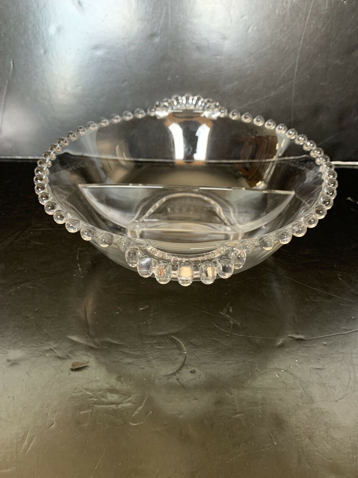 Vintage Imperial Glass Candlewick Round Divided Bowl 8" Candlewick