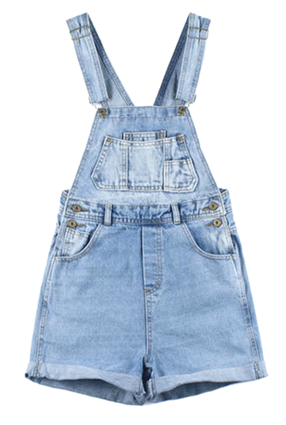 js15 Celebrity Style Vintage White Wash Womens Denim Overall Shorts ...