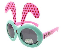 Detachable Dot Rabbit Ear Ultraviolet-Proof Baby Sunglasses-Teal Frame