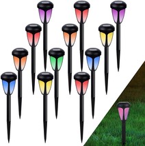 MAGGIFT 12 Pack Solar Pathway Lights, Outdoor RGB Color for - $41.77