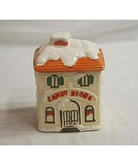 Christmas Village Candy Store Cookie Candy Jar Winter Snow Canister Storage - $16.82