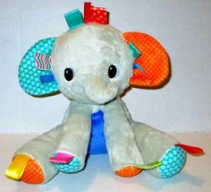 BRIGHT STARTS TAGGIES GRAY ELEPHANT RATTLE PLUSH 10&quot; SOFT STUFFED BABY TOY  - $6.99