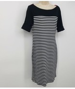 LRL Lauren Ralph Lauren Nautical Dress Medium Black White Striped Short ... - $28.71
