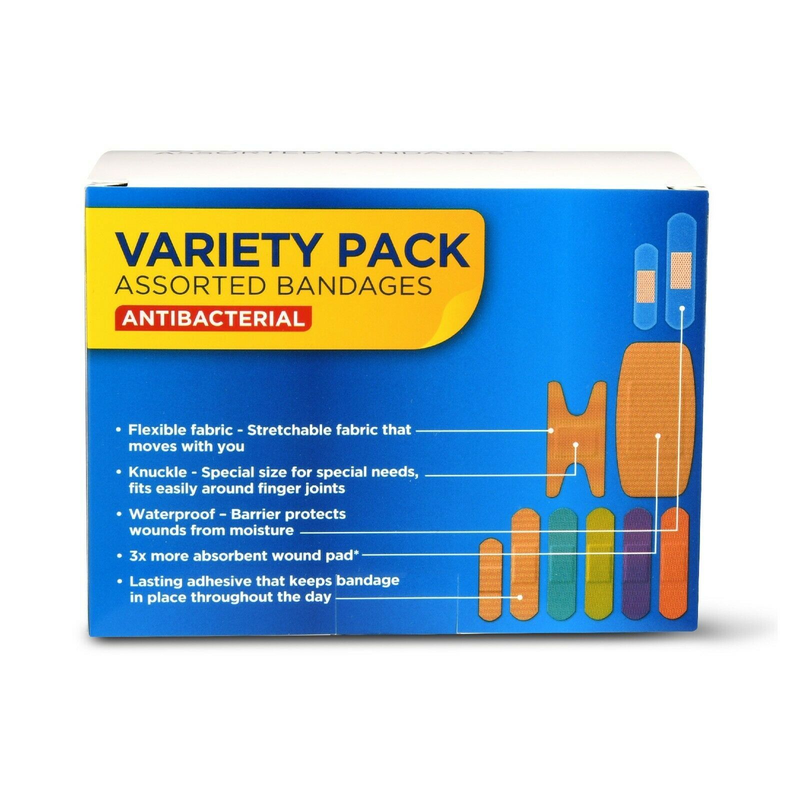 Equate Antibacterial Assorted Bandages Variety Pack, 120 Count