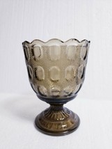 Vintage E. O. Brody Smoky Brown Glass Stippled Thumbprint Chalice Vase #M4200 - $8.90