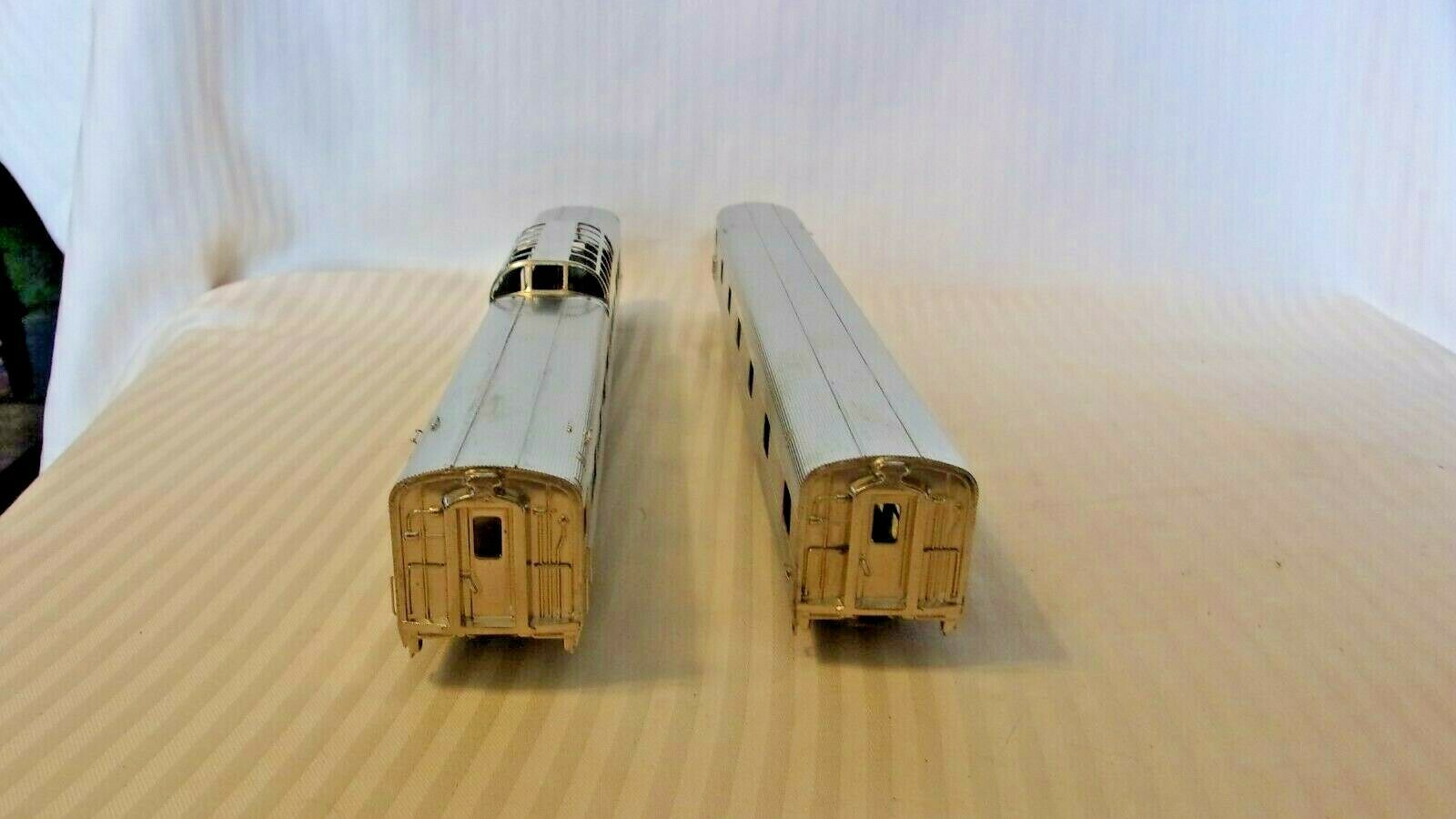 HO Scale Brass Burlington Zephyr Dome Coach & Pullman Set BNOS Nickel