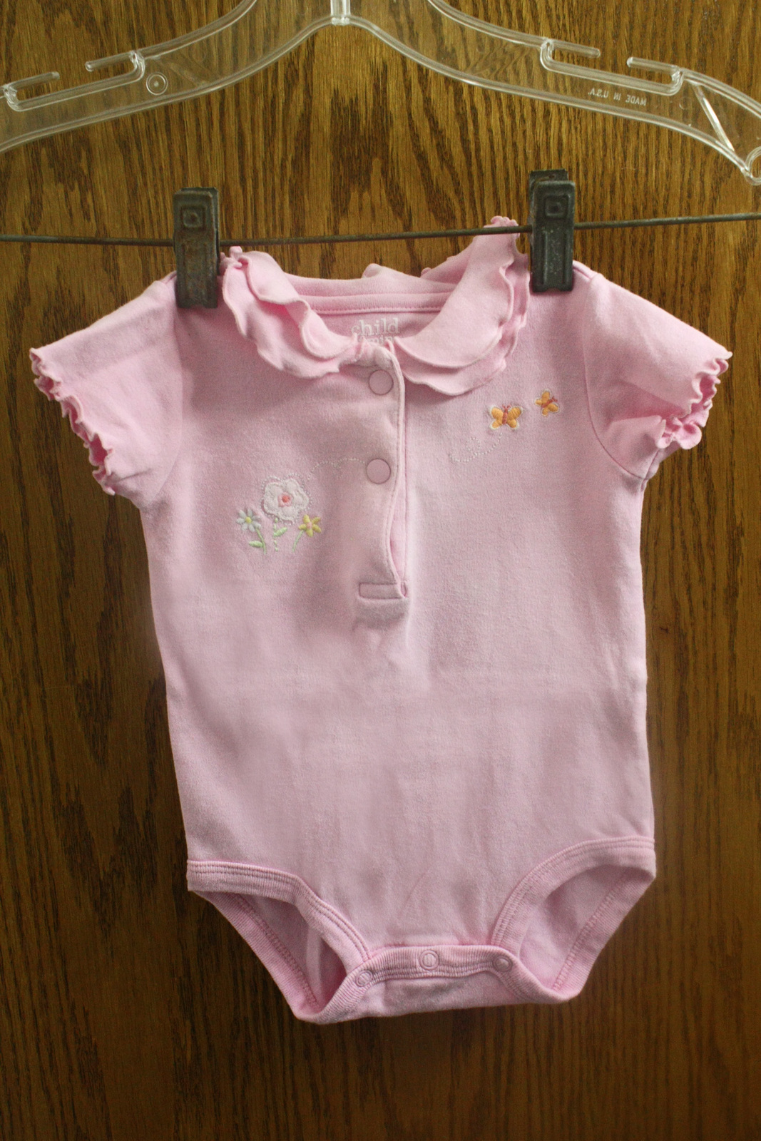 Primary image for Child of Mine by Carter's Girl Pink One-Piece w/ Embroidery - 0-3 Months