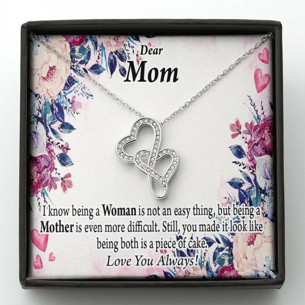 For mom you are wonderful double hearts necklace message card daughter son