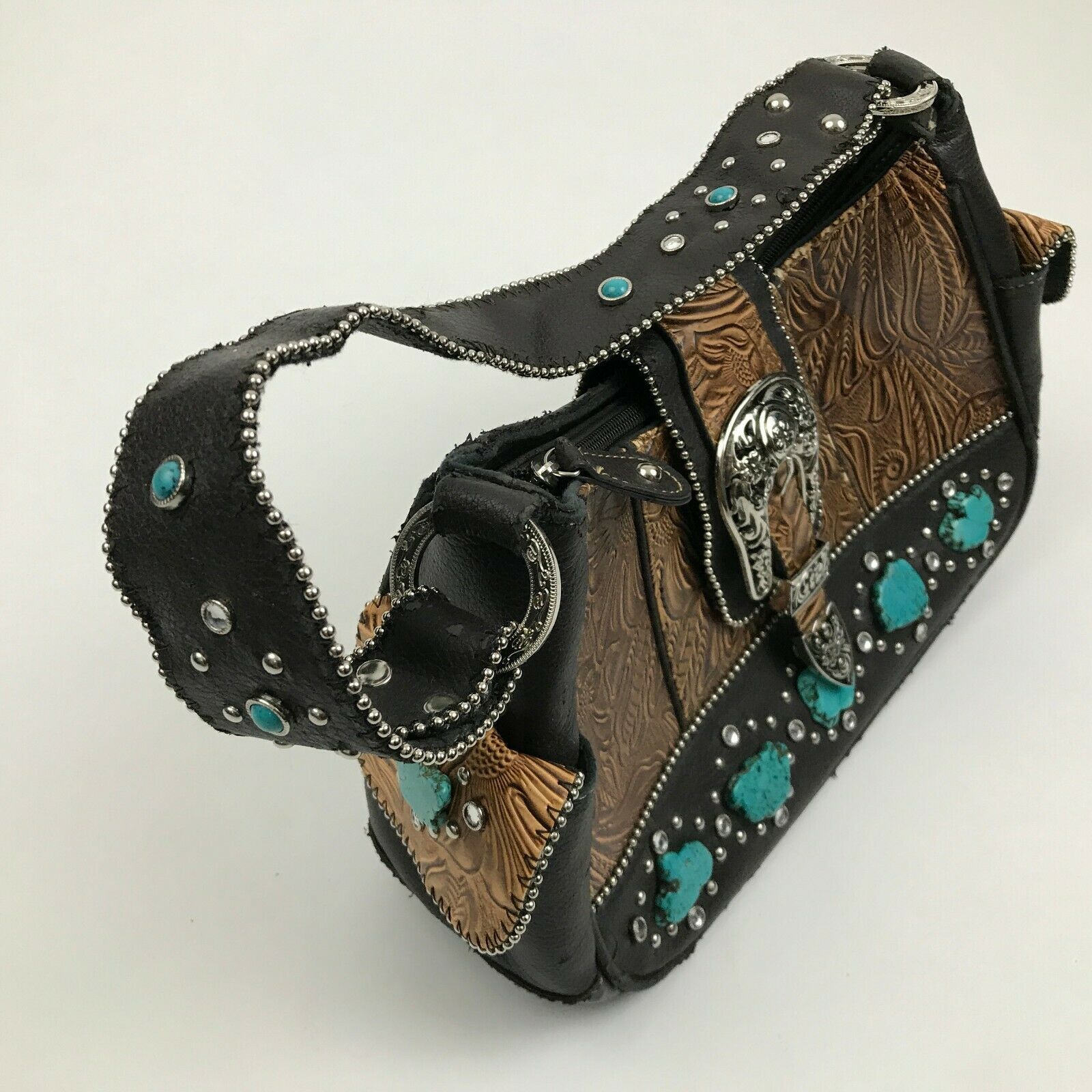 Country Road Western Purse Shoulder Bag Tooled Vegan Leather Turquoise ...