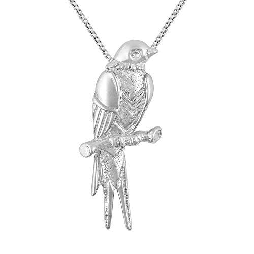 Elegant Touch Preety Sparrow Bird Pendant Necklace In 14K White Gold Plated 925