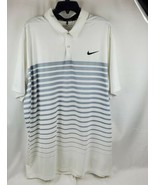 Nike Dri-Fit Mobility Print Golf Polo Shirt Mens 2XL Wolf Grey White GM1017 - $40.45