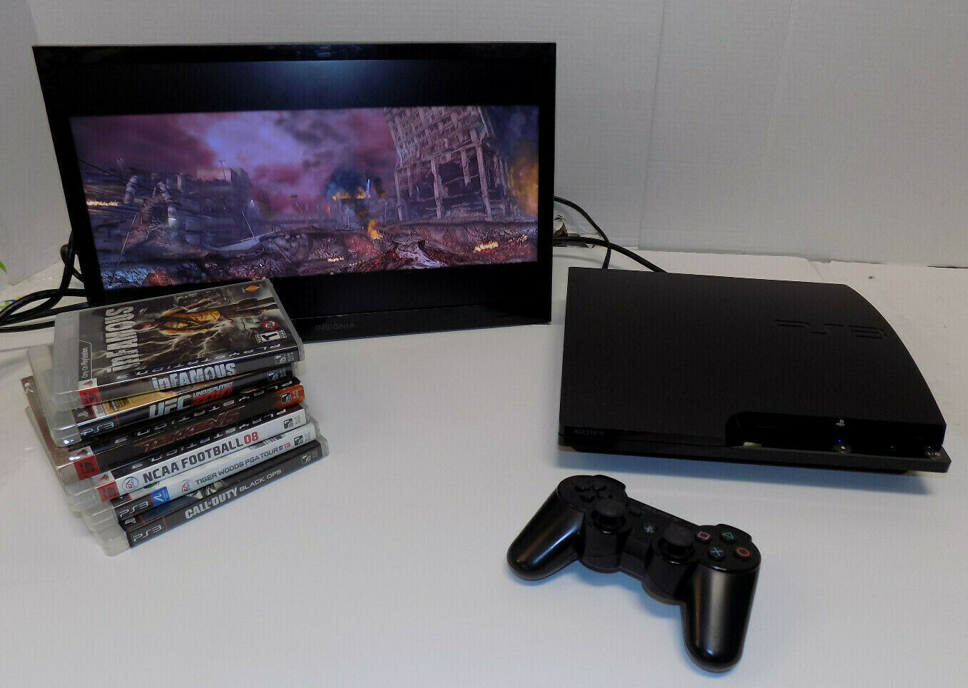 Sony PlayStation 3 PS3 Slim CECH2001A 120GB Console With Controller & 6  Games