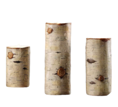 Birch Tealight Candle Holders Wood Look Set of 3 Rustic 8.5", 7", 5" high Table image 2