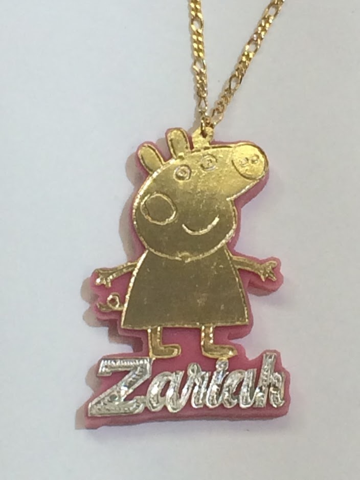 14k gold overlay Personalized Name Necklace any cartoon characters