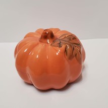 Ceramic Pumpkins, set of 3, Decorative Accents, Fall Decor, Orange and White image 3