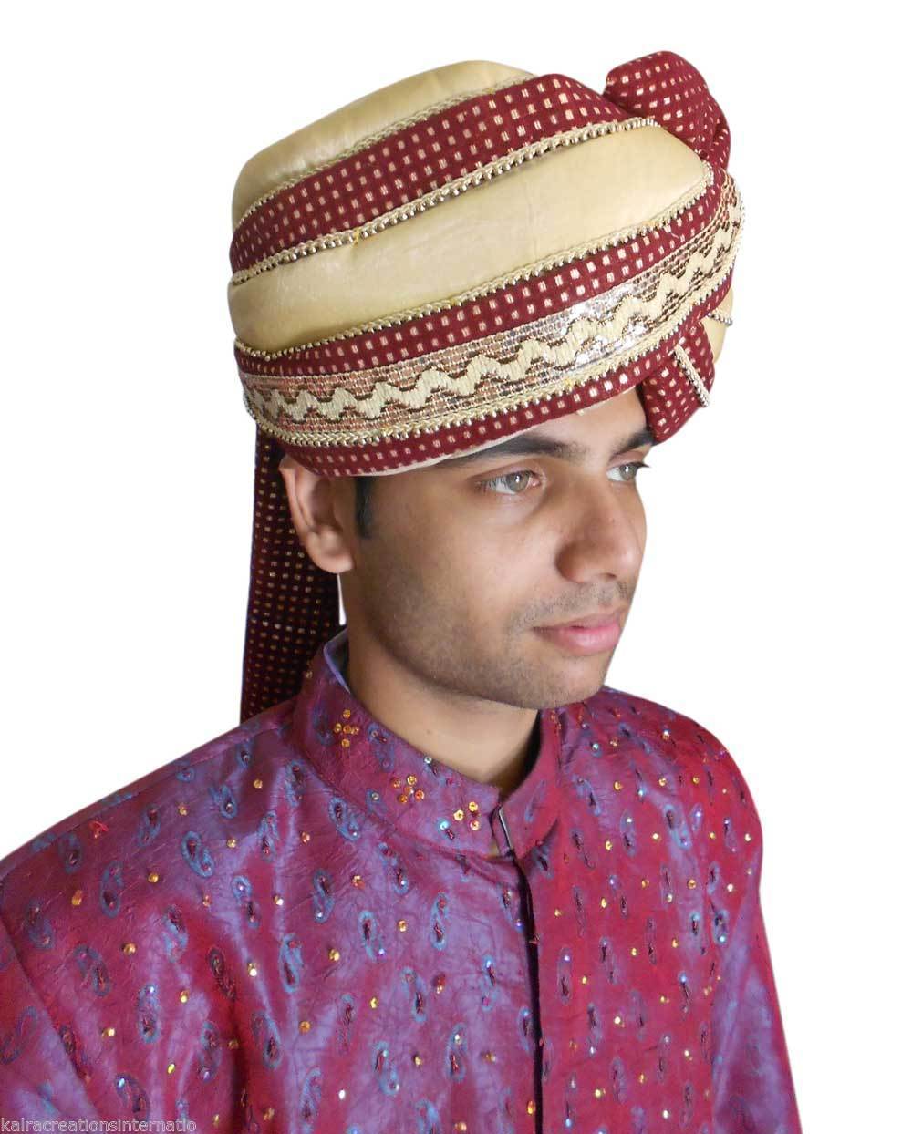 Men Hat Indian Sherwani Handmade Groom Top Hats Turban Pagri Safa Pag