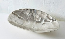 Boat Dish 12.5" L Decorative Hammered Design Dark Silver Nickel Finish Home Gift image 2