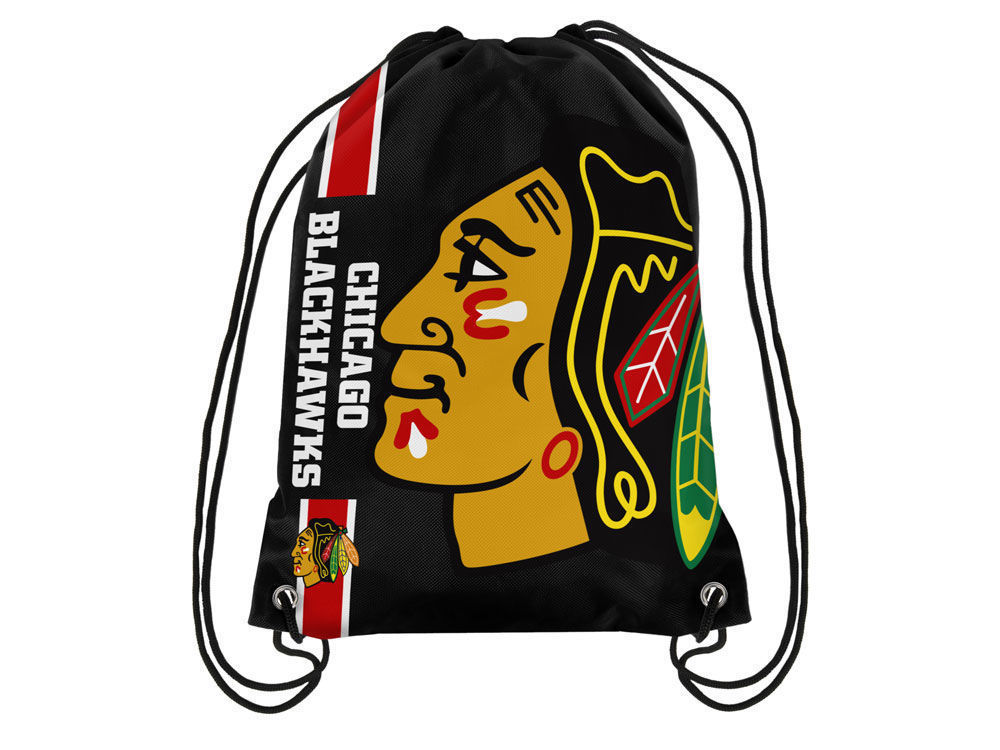 Chicago Blackhawks Big Logo NHL Hockey Nylon Drawstring Back Sack Gym