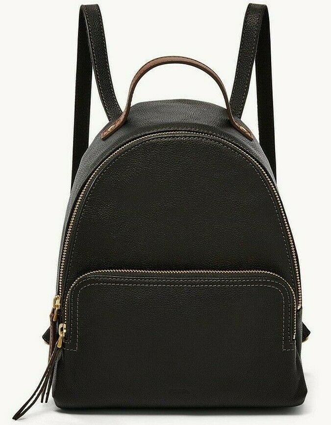 Fossil Felicity Backpack Black Leather SHB2101001 Brass Hardware NWT $168 FS