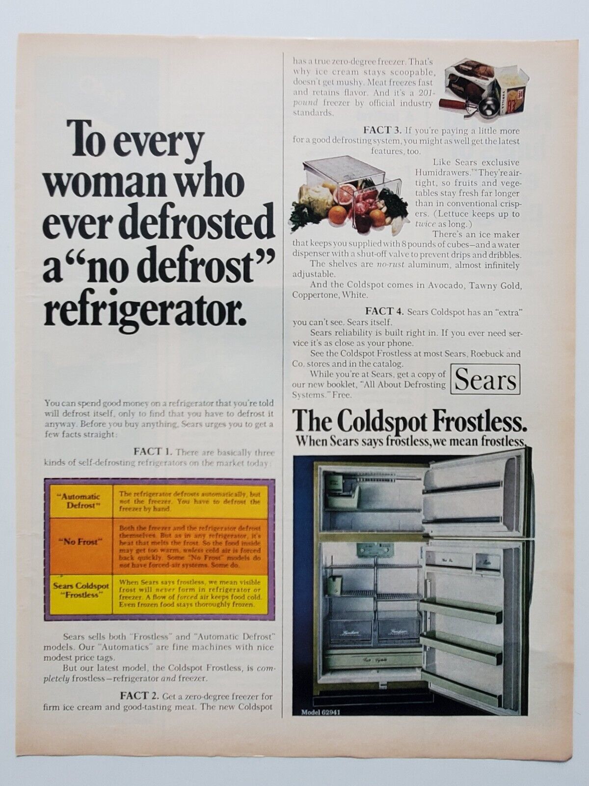 Sears Coldspot Frostless Refrigerator and similar items