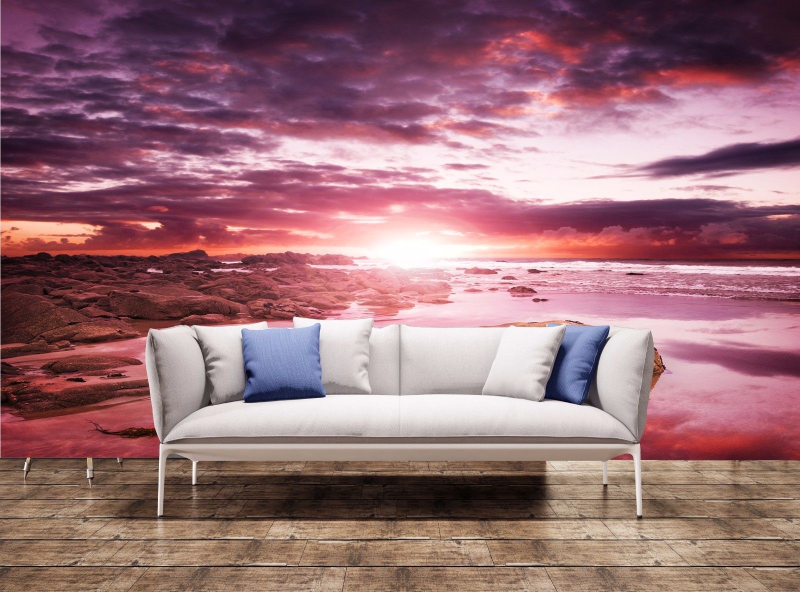 Large Wall Print Coastal Sunset Photo Art Wallpaper Mural Tapestry