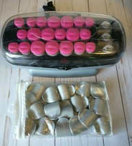 Conair Hot Clips Flocked Roller Set (20) Fast Heat Pink Black 3 Sizes w/Clips  - $11.30