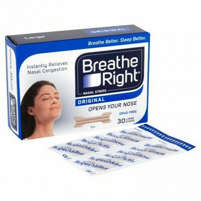 Breathe Right Nasal Strips Natural Large 30 *2 PACKS*