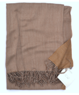 Somma Brown Lightweight Wool Fringed Italian Throw Blanket - £370.65 GBP