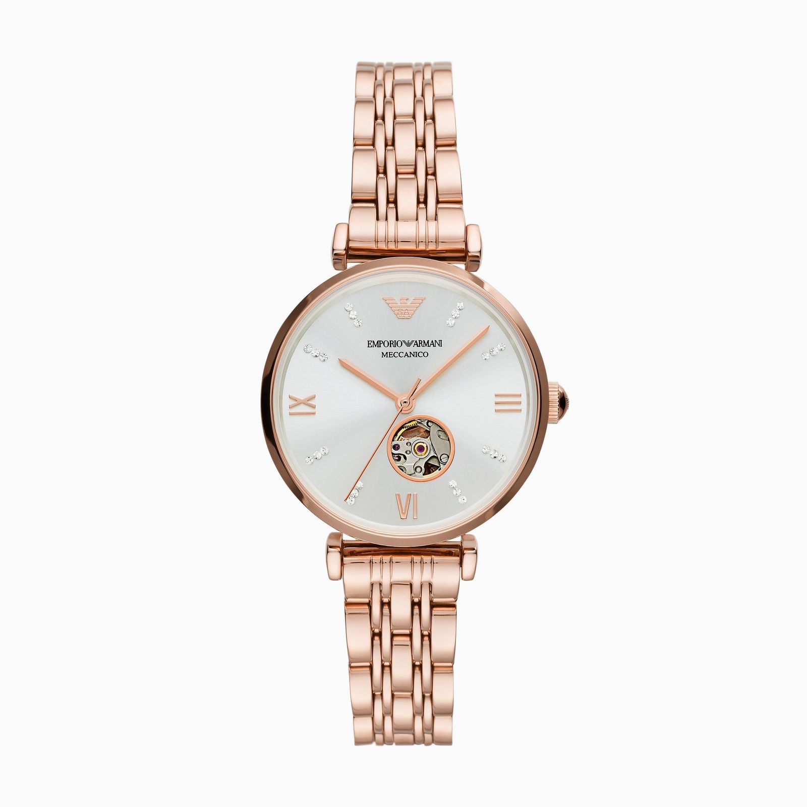 Emporio Armani Three-Hand Rose Gold-Tone Stainless Steel Watch AR60023
