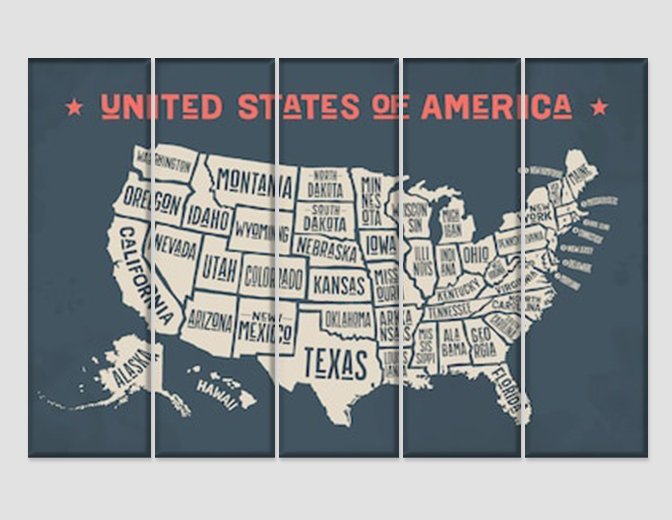 Vintage Map of USA Map Wall Art Push Pin Travel United States Map Wall