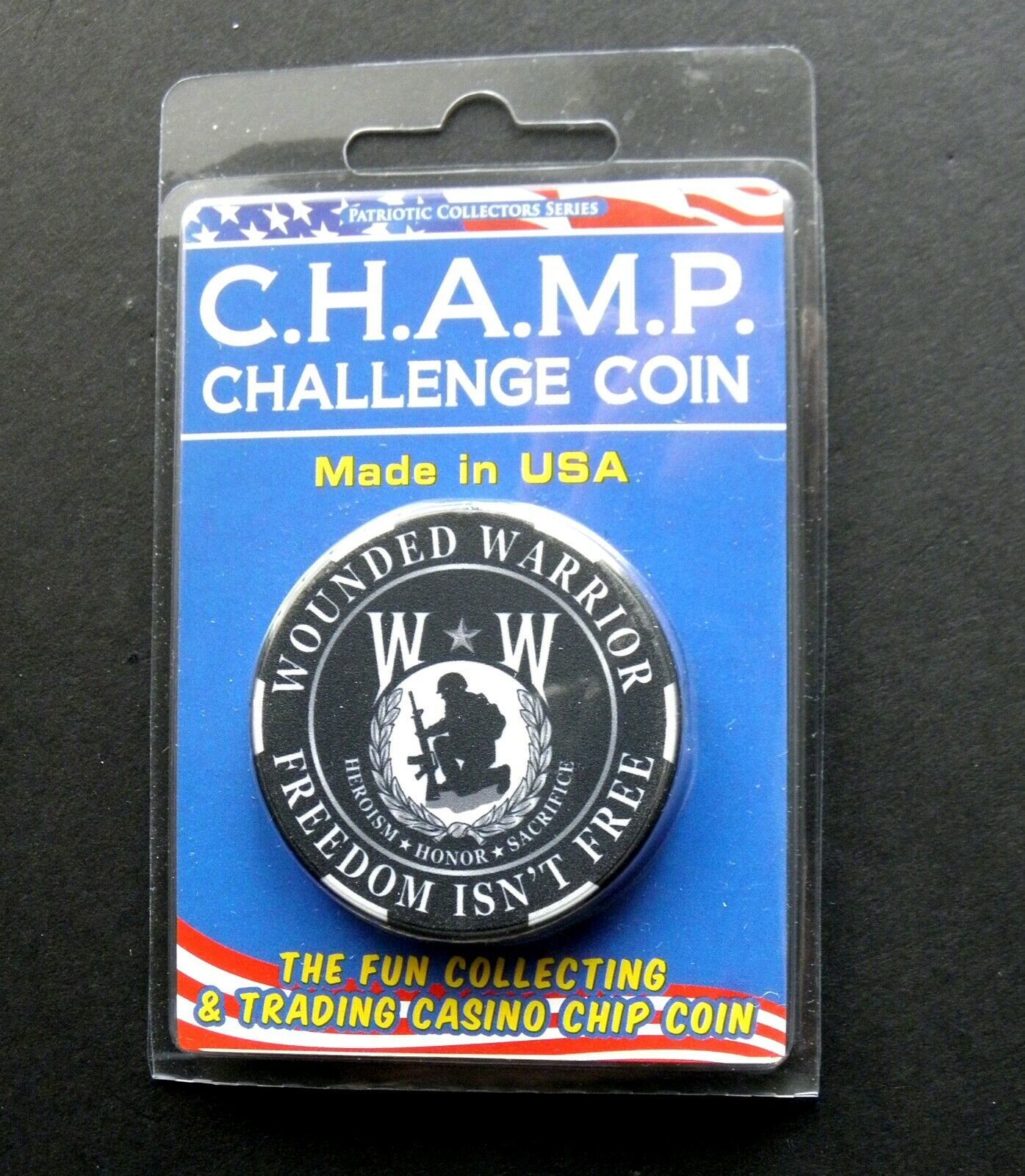 WOUNDED WARRIOR POKER CHIP COIN CHALLENGE COIN 1.75 NEW IN CASE