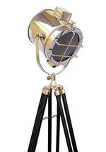 NauticalMart Collectible Vintage Floor Searchlight With Black Tripod Stand image 1