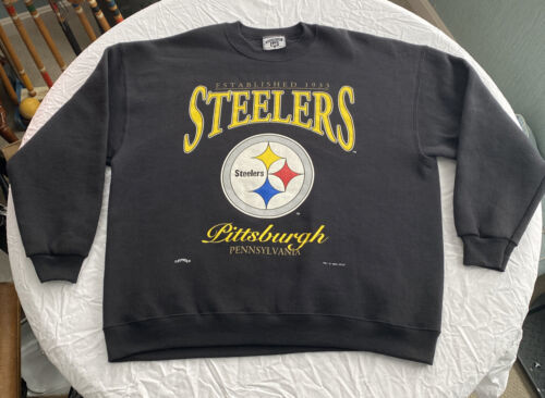 Vintage Pittsburgh Steelers Logo 7 Sweatshirt Crewneck Size 2XL Black 90s  NFL