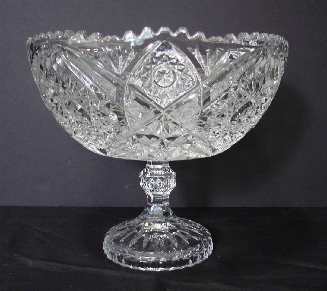 Vntg American Brilliant Period Cut Crystal Pedestal Bowl Compote ...