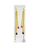Colorful Red Black Clear Long Glass Chain Dangle Earrings - $17.99