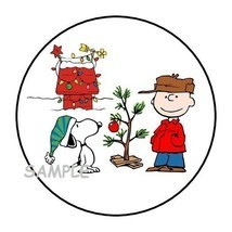 30 SNOOPY &amp; CHARLIE BROWN CHRISTMAS ENVELOPE SEALS LABELS STICKERS 1.5&quot; ... - $4.99