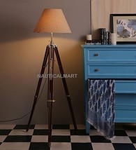 NauticalMart Royal Designer Natural Wood Tripod Floor Lamp - Home Decor