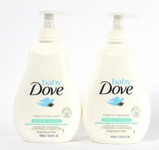 2 Bottles Dove 13.52 Oz Baby Sensitive Moisture Fragrance Free Head To Toe Wash