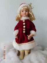 10&quot; CHRISTMAS DOLL Blond Curls Brown Eyes VGC  - $9.85