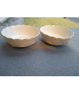Set of 2 Lenox Embossed roses IVORY  Round Bowls /Dish Gold Trim scallop... - $13.99