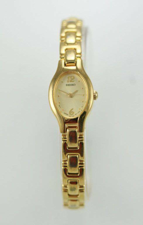 Seiko Watch Womens Gold Stainless Steel Water Resist Battery Champagne ...