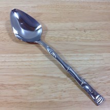 Exotic Bamboo Stainless Solid Serving Spoon Korea Hawaiian Mid Century M... - $9.49