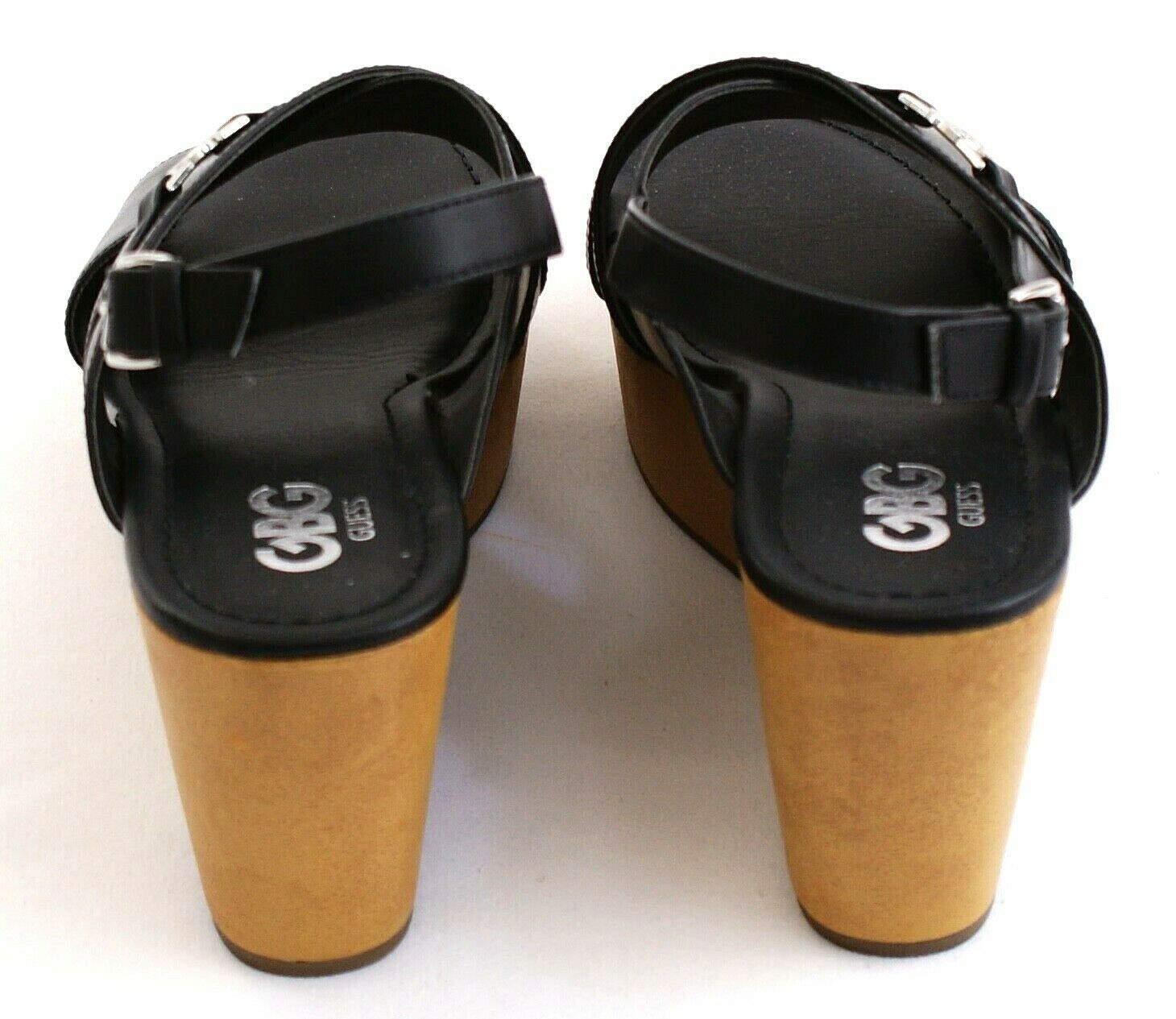 GBG Guess Black Open Toe Wedge Sandals Shoes Women's NEW - Women's Shoes