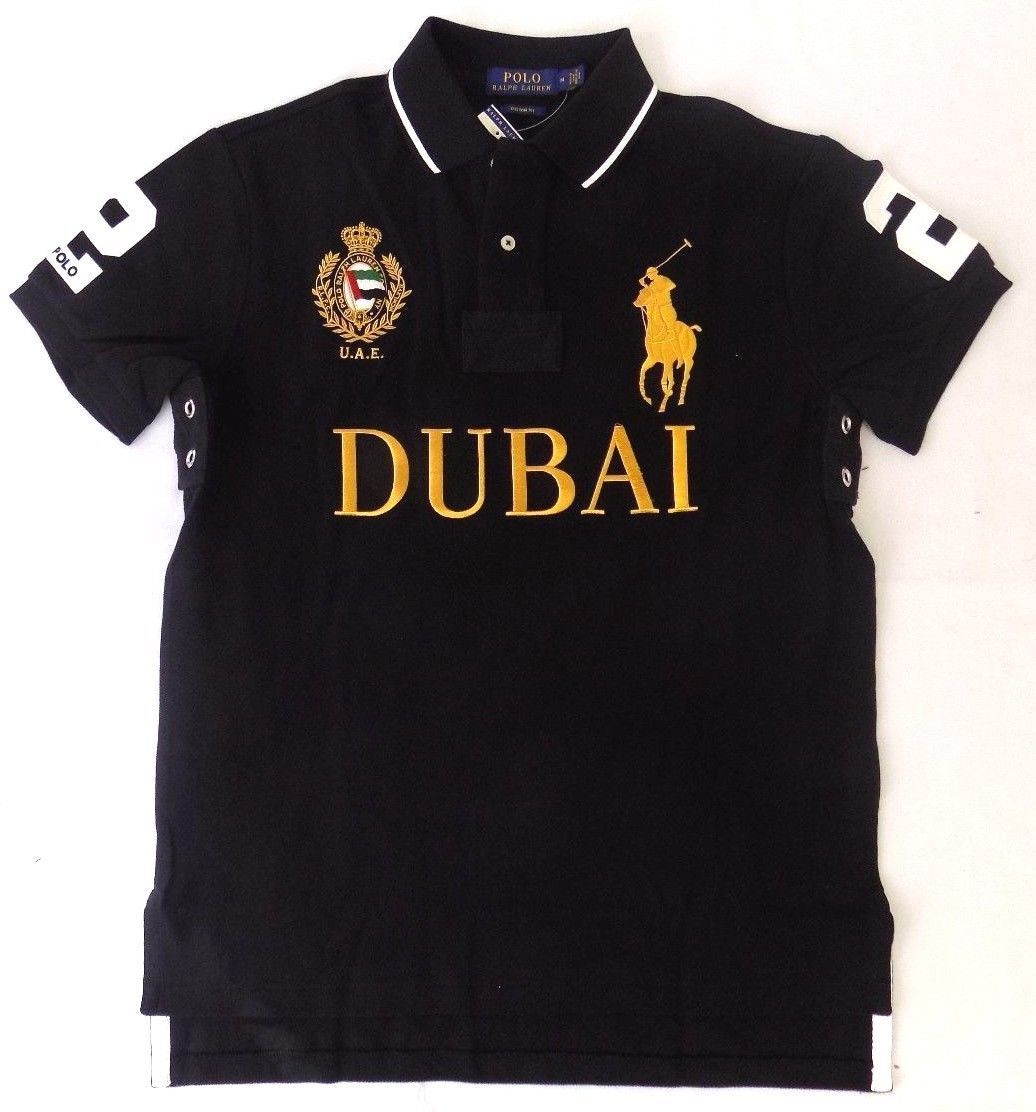 Image of NEW POLO RALPH LAUREN DUBAI COUNTRY PATCH CUSTOM FIT BIG PONY RUGBY SHIRT