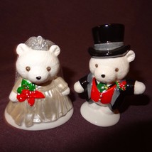 Teddy Bear Wedding Bride Groom Cake Topper Ceramic 2&quot; Christmas Departme... - $17.89